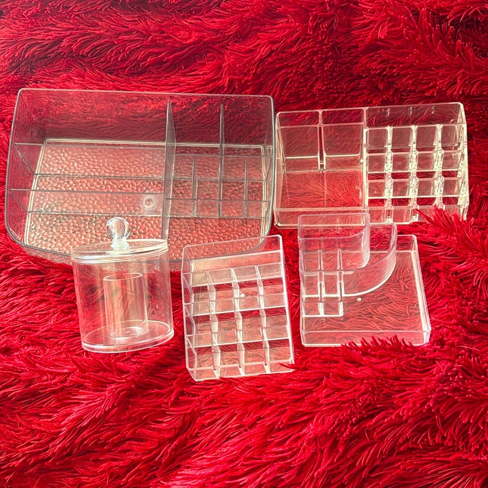Clear Acrylic Makeup Organizer Bundle
